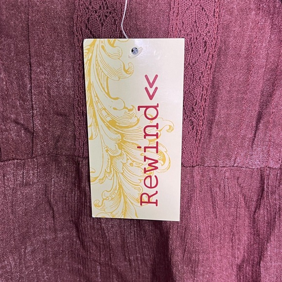 Rewind V-Neck, Lace Juniors Top Blouse Long Sleeve Brown, Small flaws Sz L - Picture 7 of 10